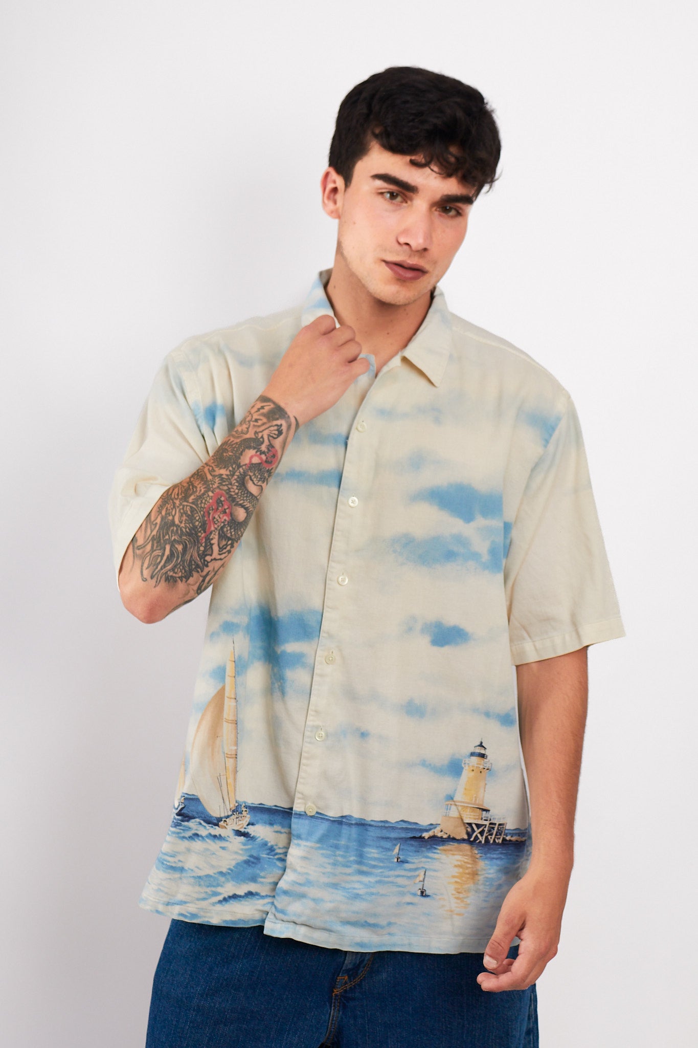 1990 Vintage Nautica Graphic Sailboat Shirt (L)