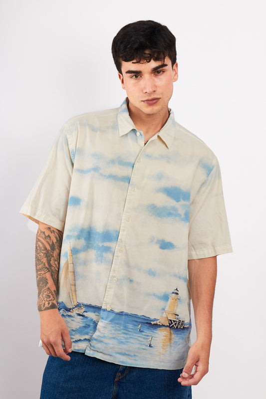 1990 Vintage Nautica Graphic Sailboat Shirt (L)