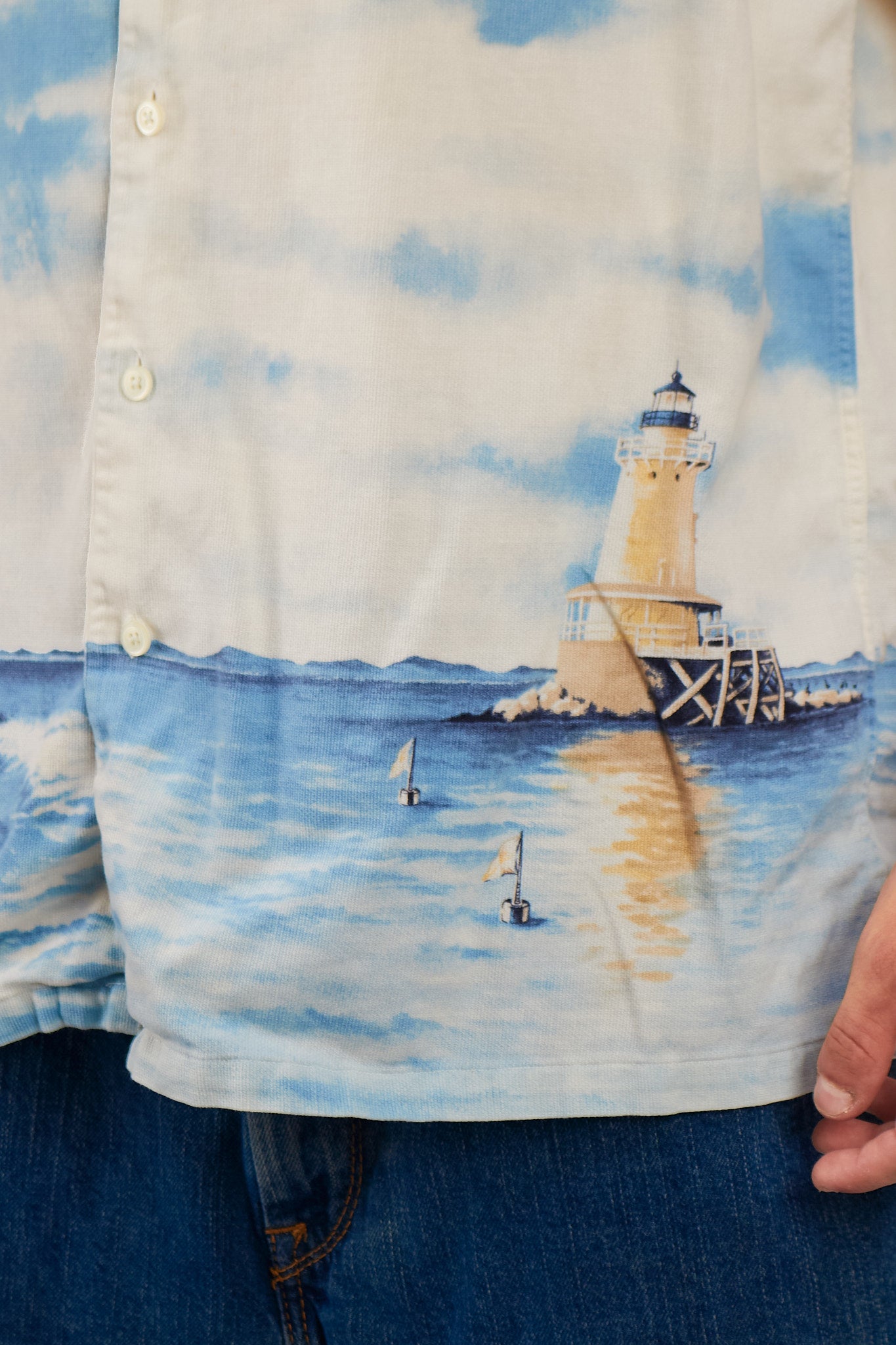 1990 Vintage Nautica Graphic Sailboat Shirt (L)
