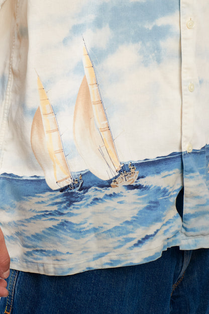 1990 Vintage Nautica Graphic Sailboat Shirt (L)