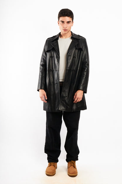 2000 Vintage Izod Sheepsking Leather Trench Coat (M/L)
