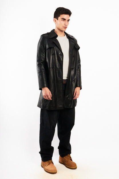 2000 Vintage Izod Sheepsking Leather Trench Coat (M/L)