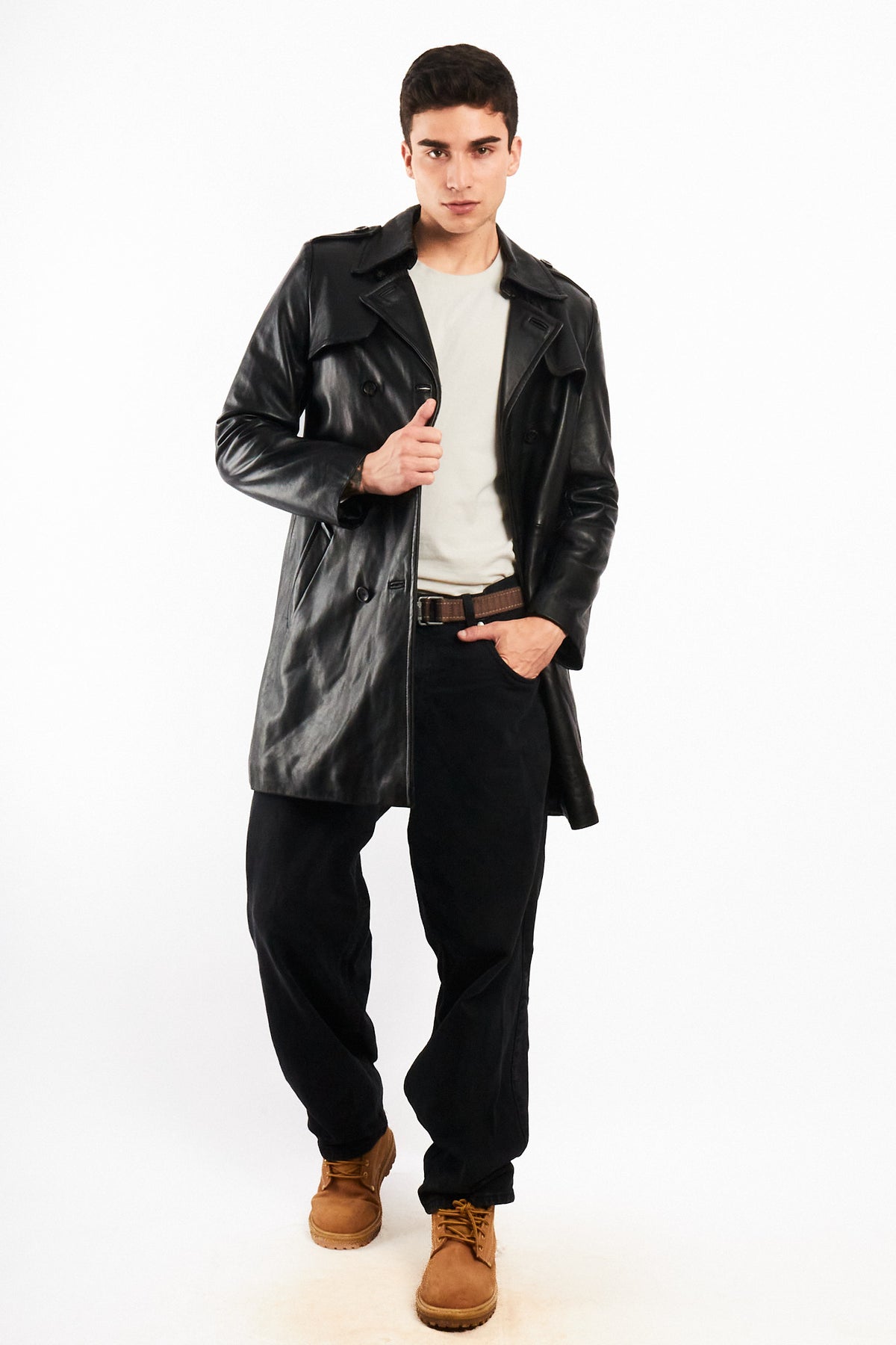 2000 Vintage Izod Sheepsking Leather Trench Coat (M/L)
