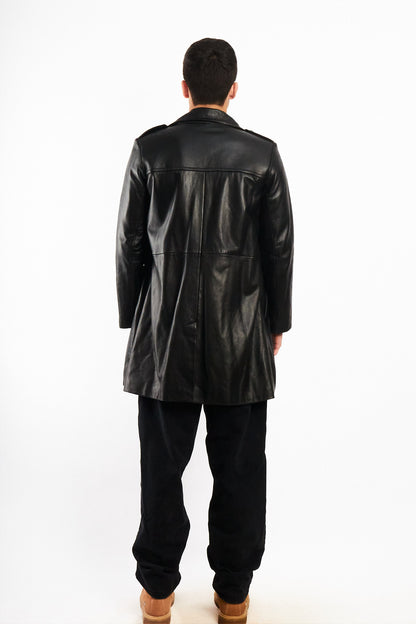 2000 Vintage Izod Sheepsking Leather Trench Coat (M/L)