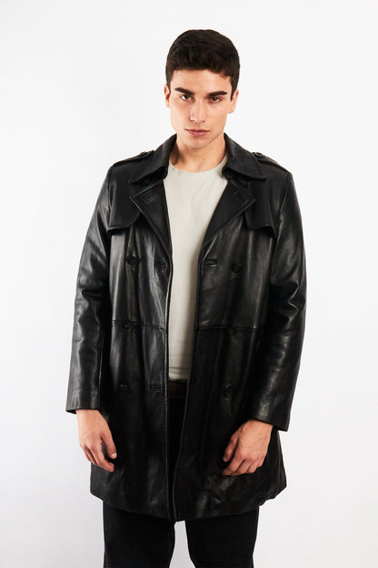 2000 Vintage Izod Sheepsking Leather Trench Coat (M/L)