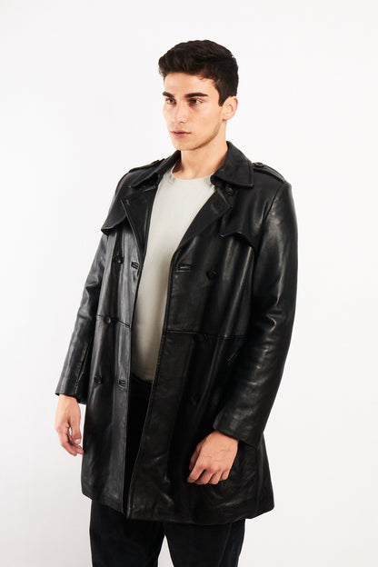 2000 Vintage Izod Sheepsking Leather Trench Coat (M/L)