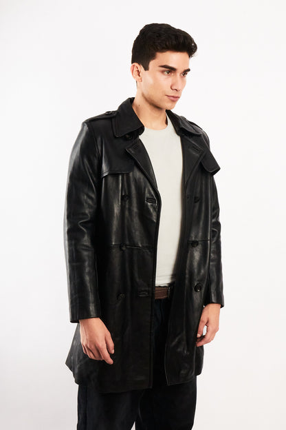 2000 Vintage Izod Sheepsking Leather Trench Coat (M/L)