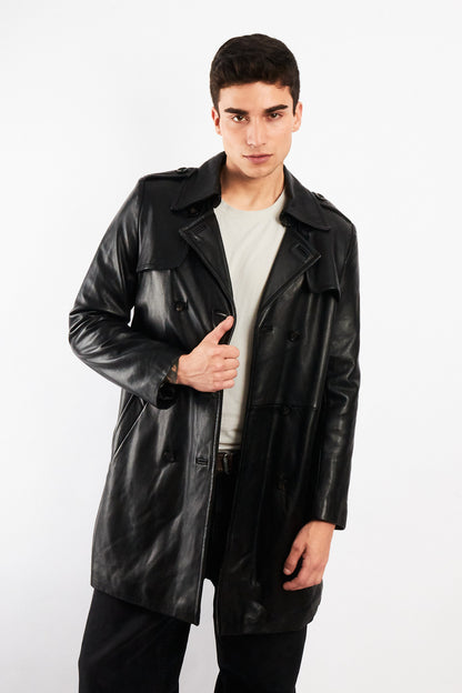 2000 Vintage Izod Sheepsking Leather Trench Coat (M/L)
