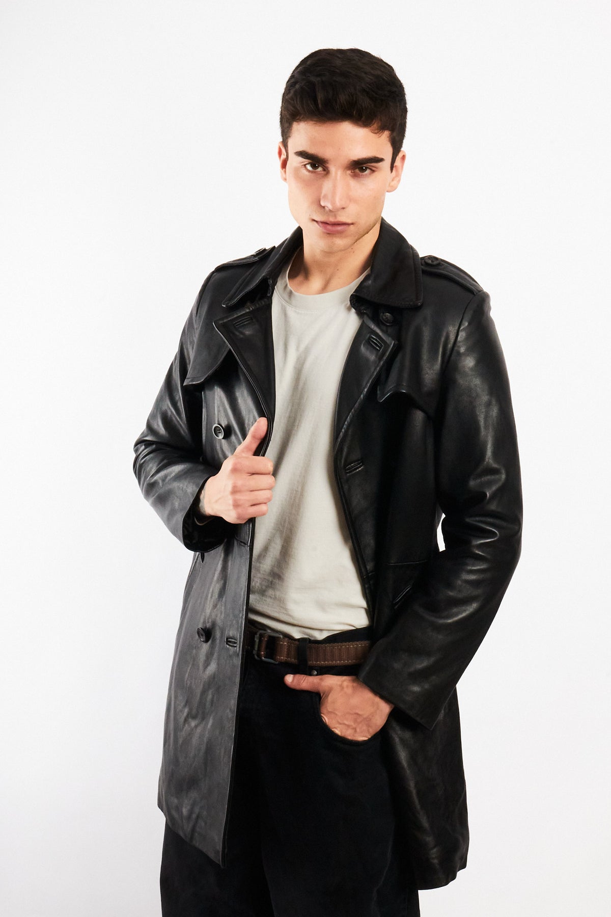 2000 Vintage Izod Sheepsking Leather Trench Coat (M/L)