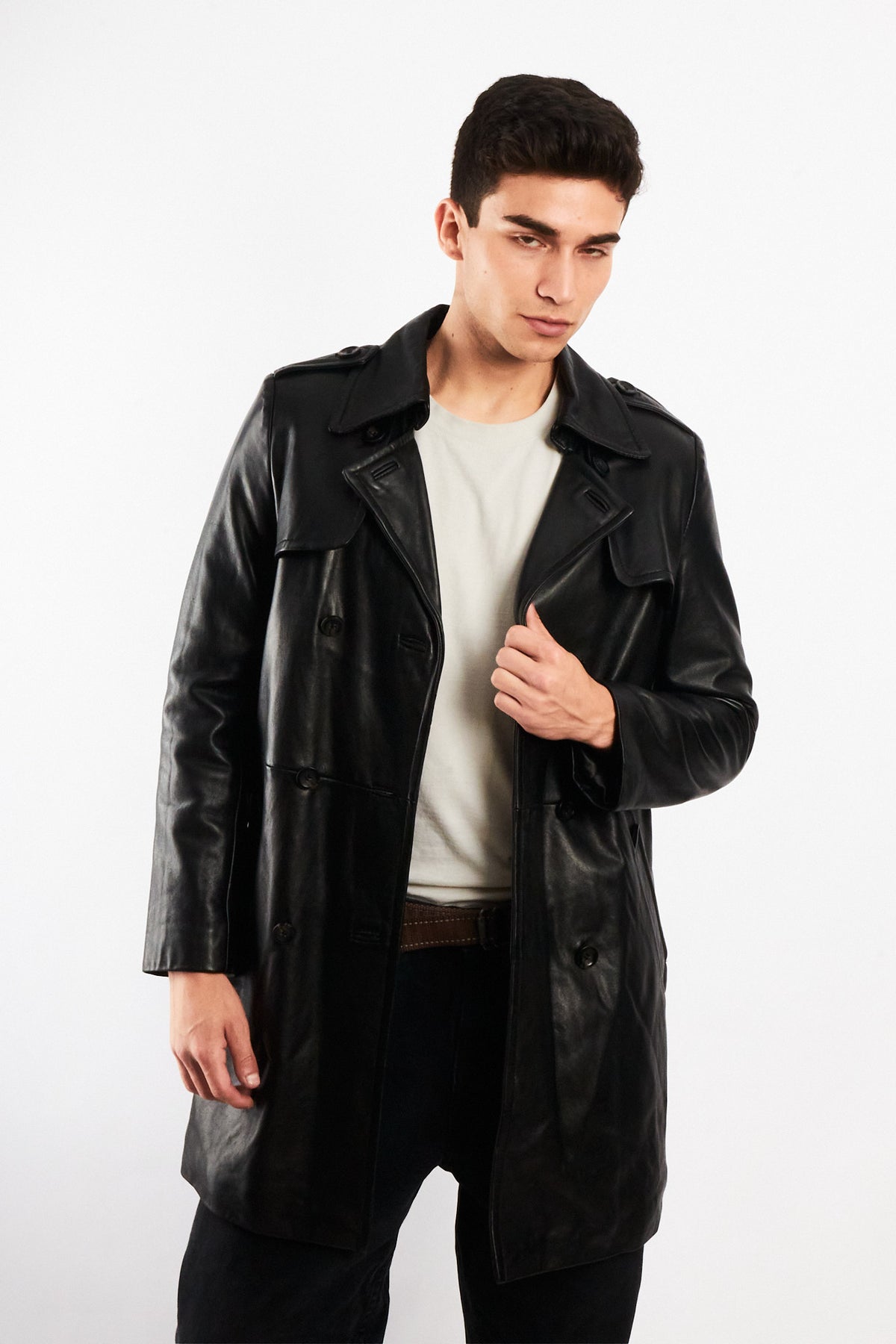 2000 Vintage Izod Sheepsking Leather Trench Coat (M/L)
