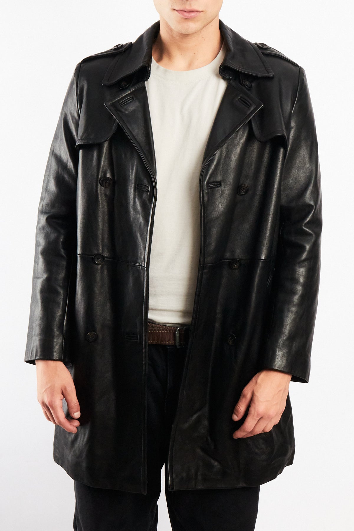 2000 Vintage Izod Sheepsking Leather Trench Coat (M/L)