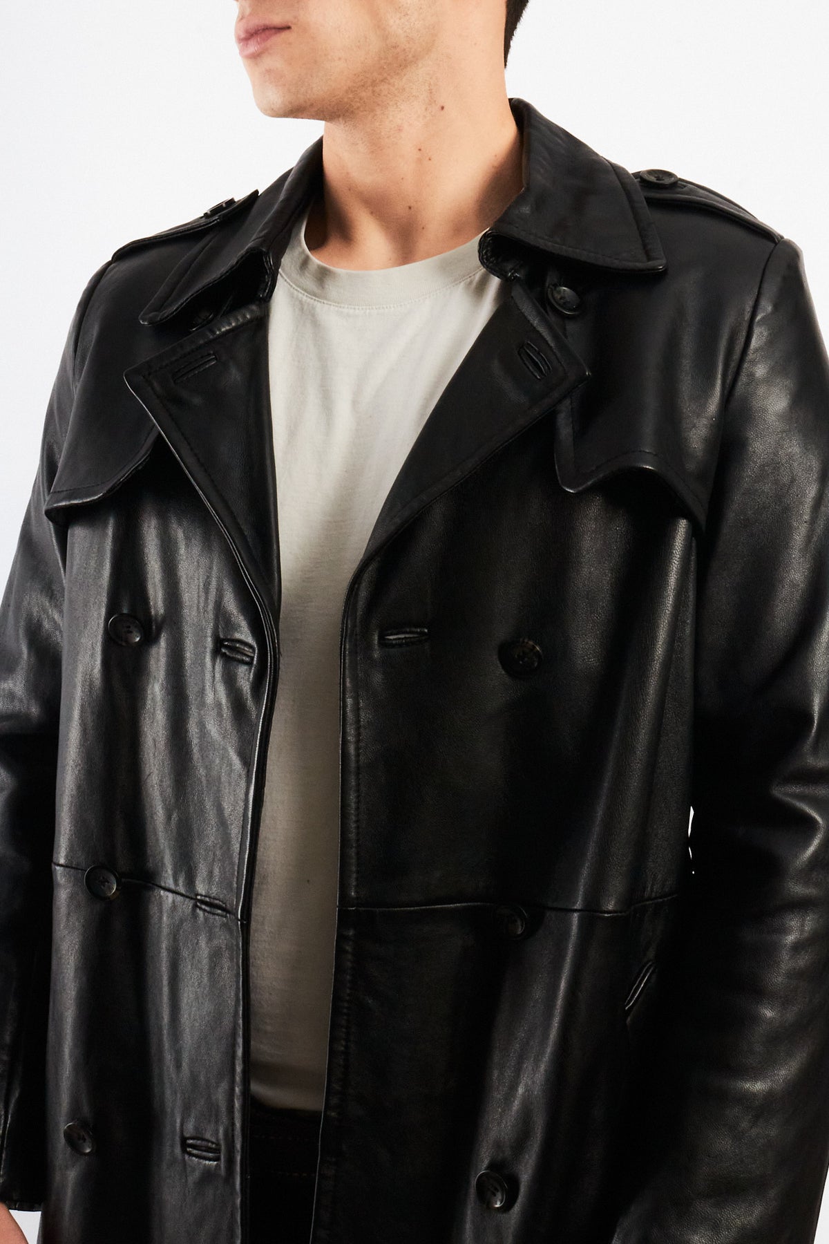 2000 Vintage Izod Sheepsking Leather Trench Coat (M/L)
