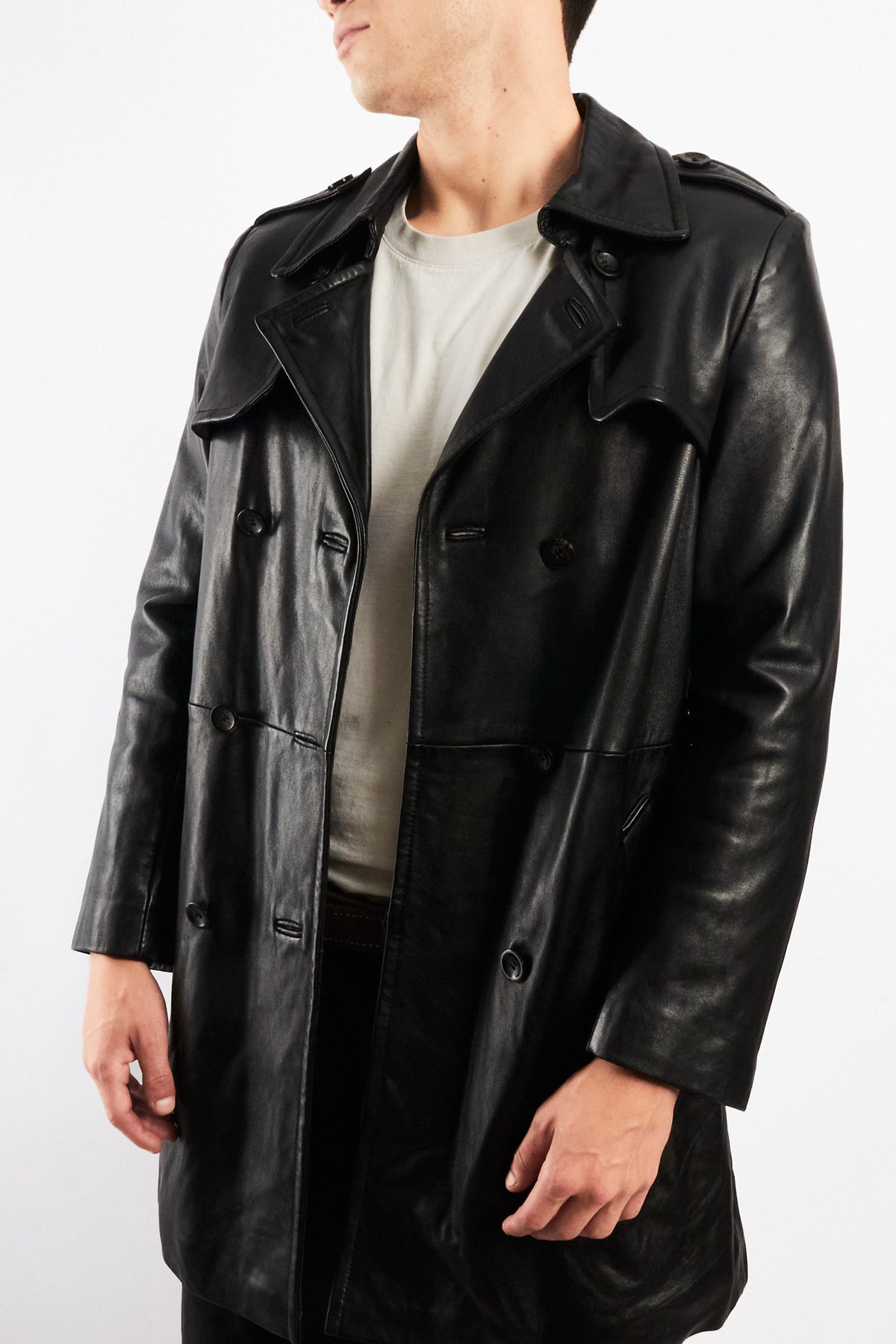2000 Vintage Izod Sheepsking Leather Trench Coat (M/L)