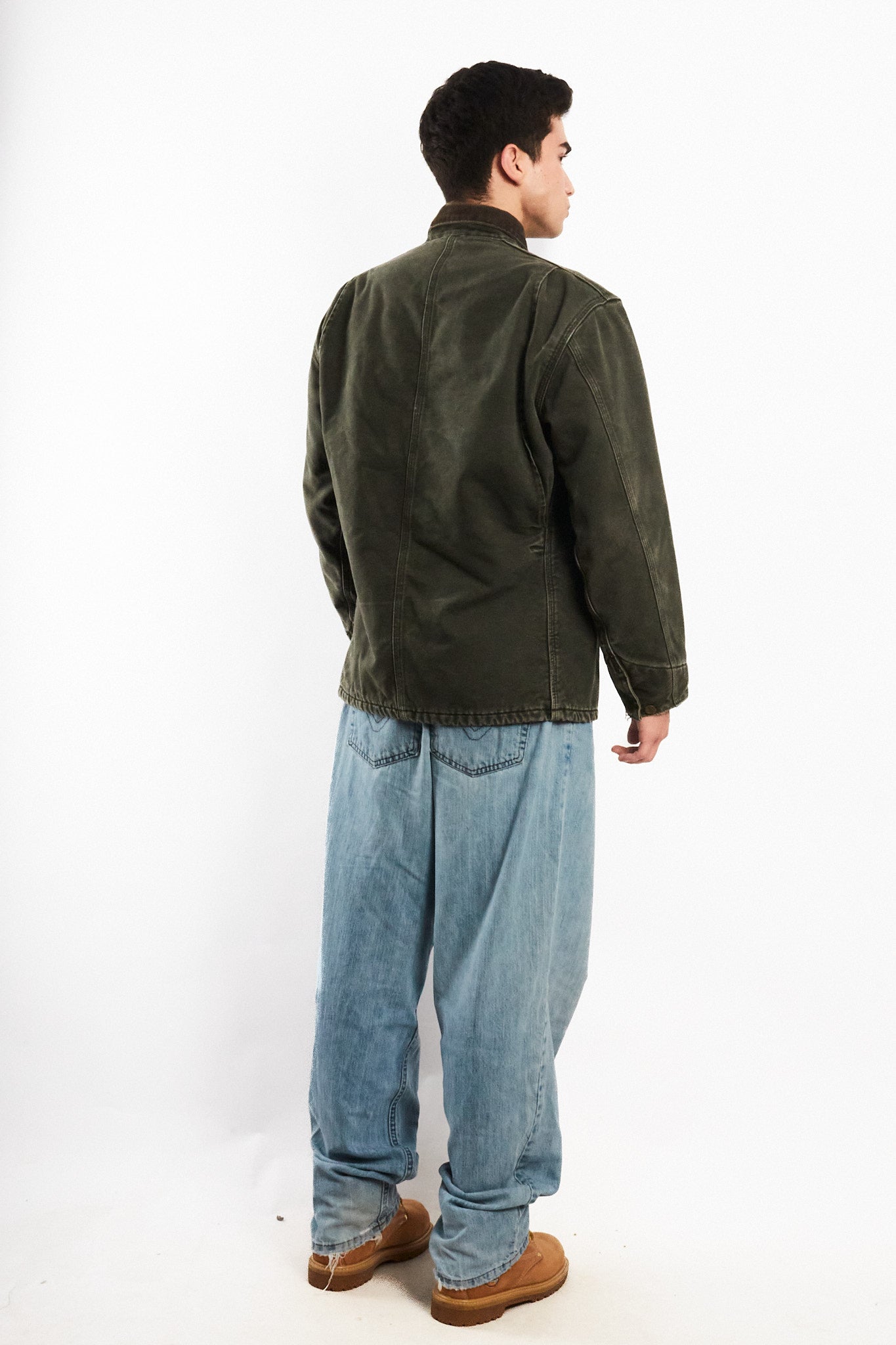 2000 Vintage Carhartt Moss Green Sandstone Michigan Chore Coat (M)