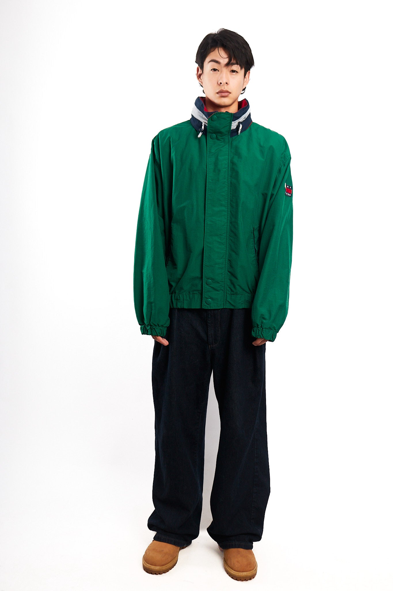 1990 Vintage Tommy Spell Out Collar Colorblock Jacket (L)