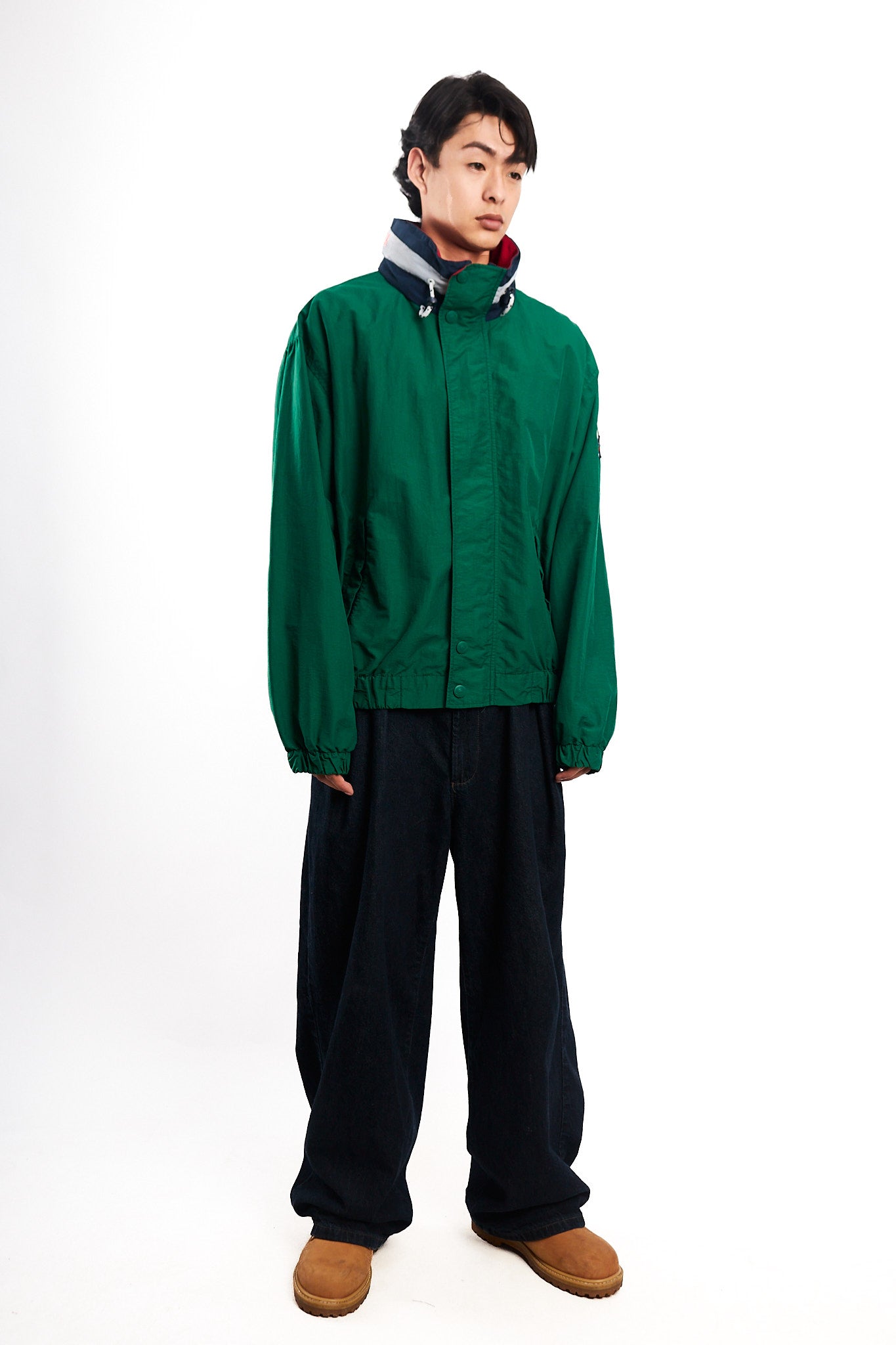 1990 Vintage Tommy Spell Out Collar Colorblock Jacket (L)
