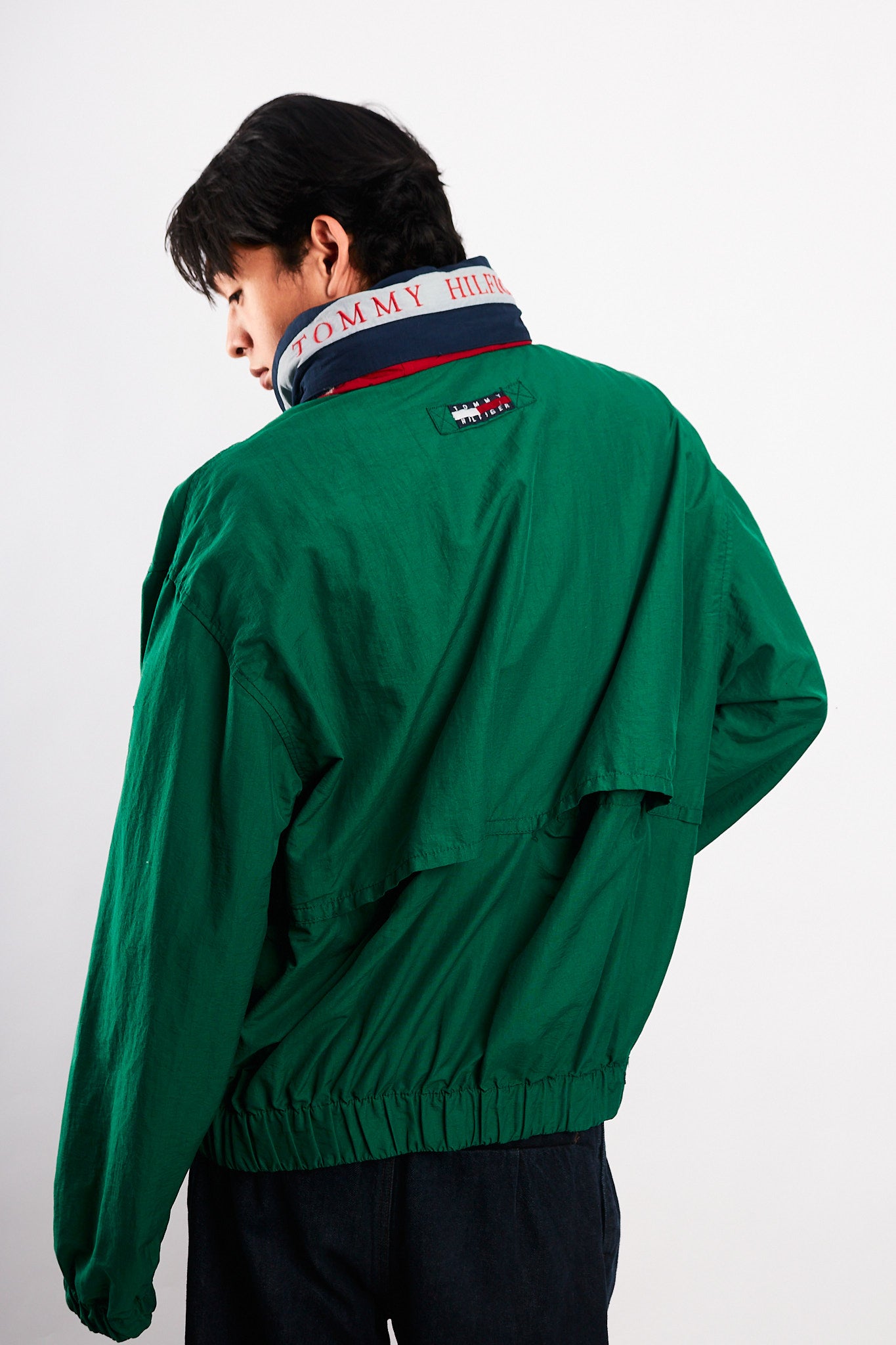 1990 Vintage Tommy Spell Out Collar Colorblock Jacket (L)