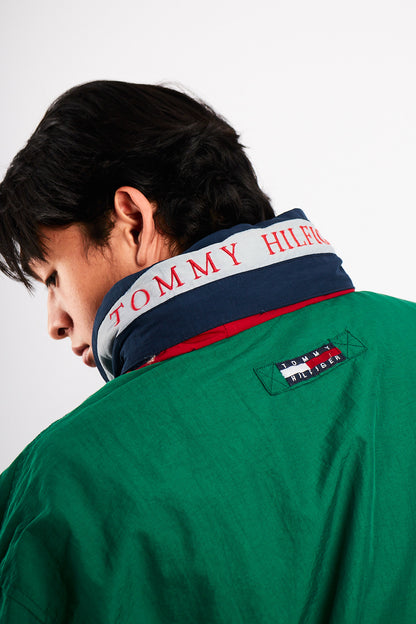 1990 Vintage Tommy Spell Out Collar Colorblock Jacket (L)