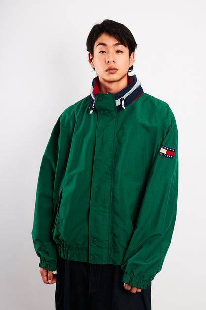 1990 Vintage Tommy Spell Out Collar Colorblock Jacket (L)