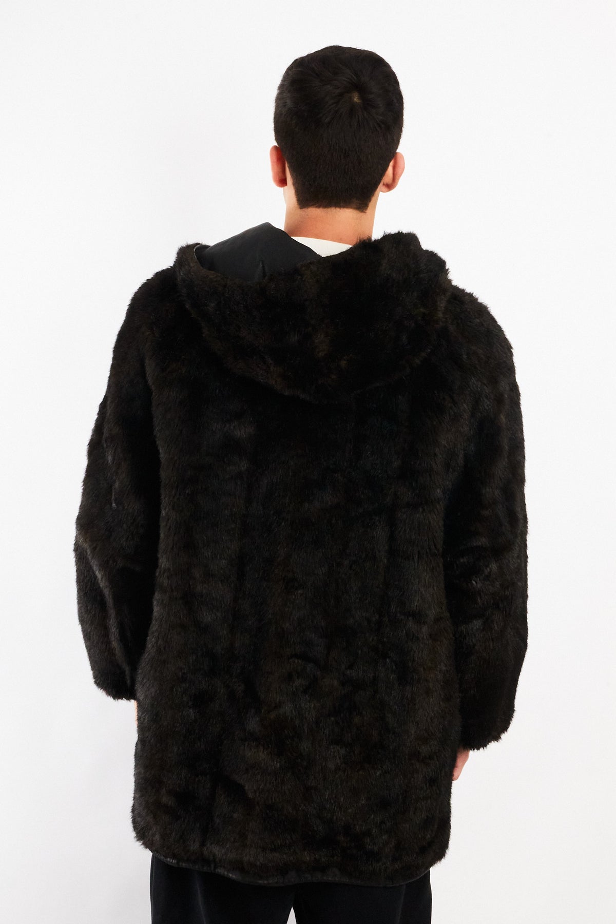2000 Vintage Reversible Leather / Faux Fur Hooded Coat (L/XL)