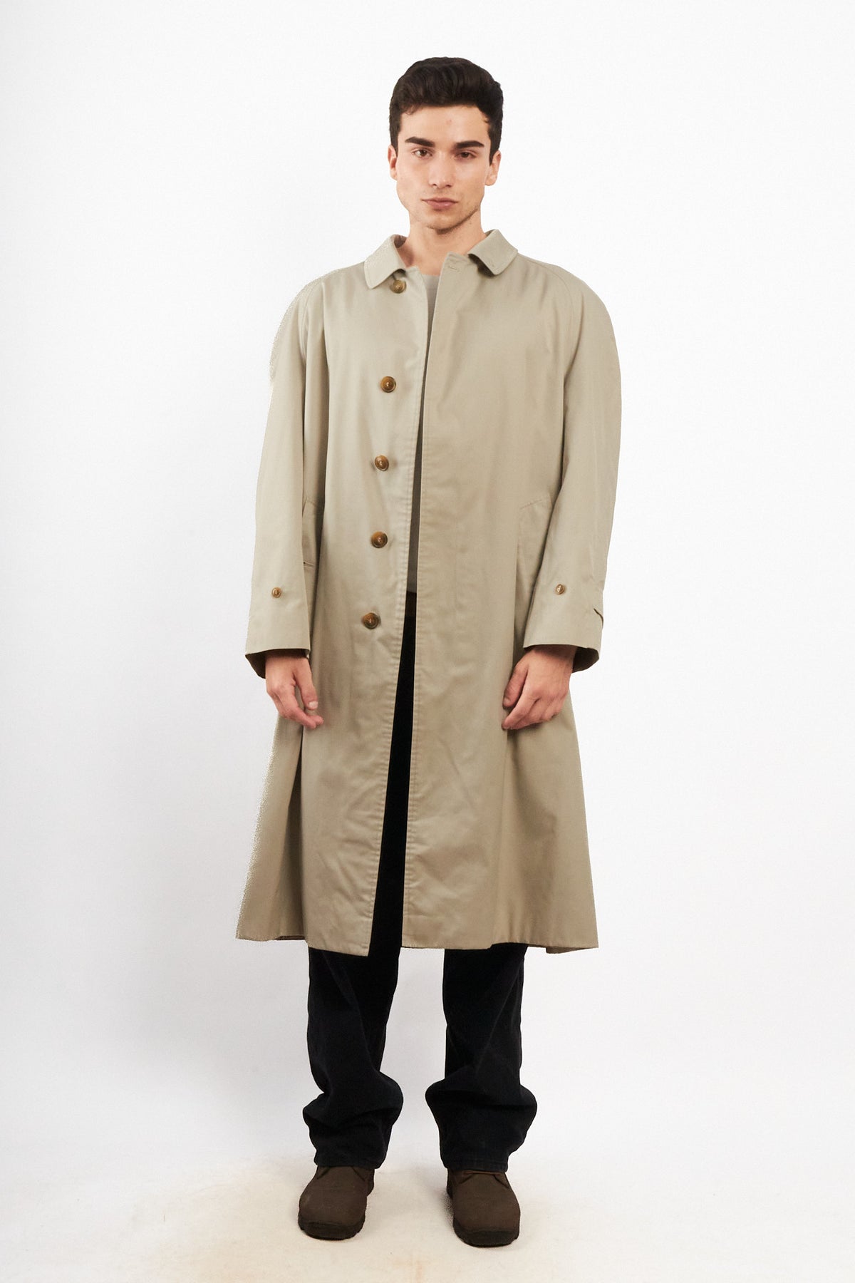 2000 Vintage Burberry's Beige Tartan Trench Coat (L/XL)