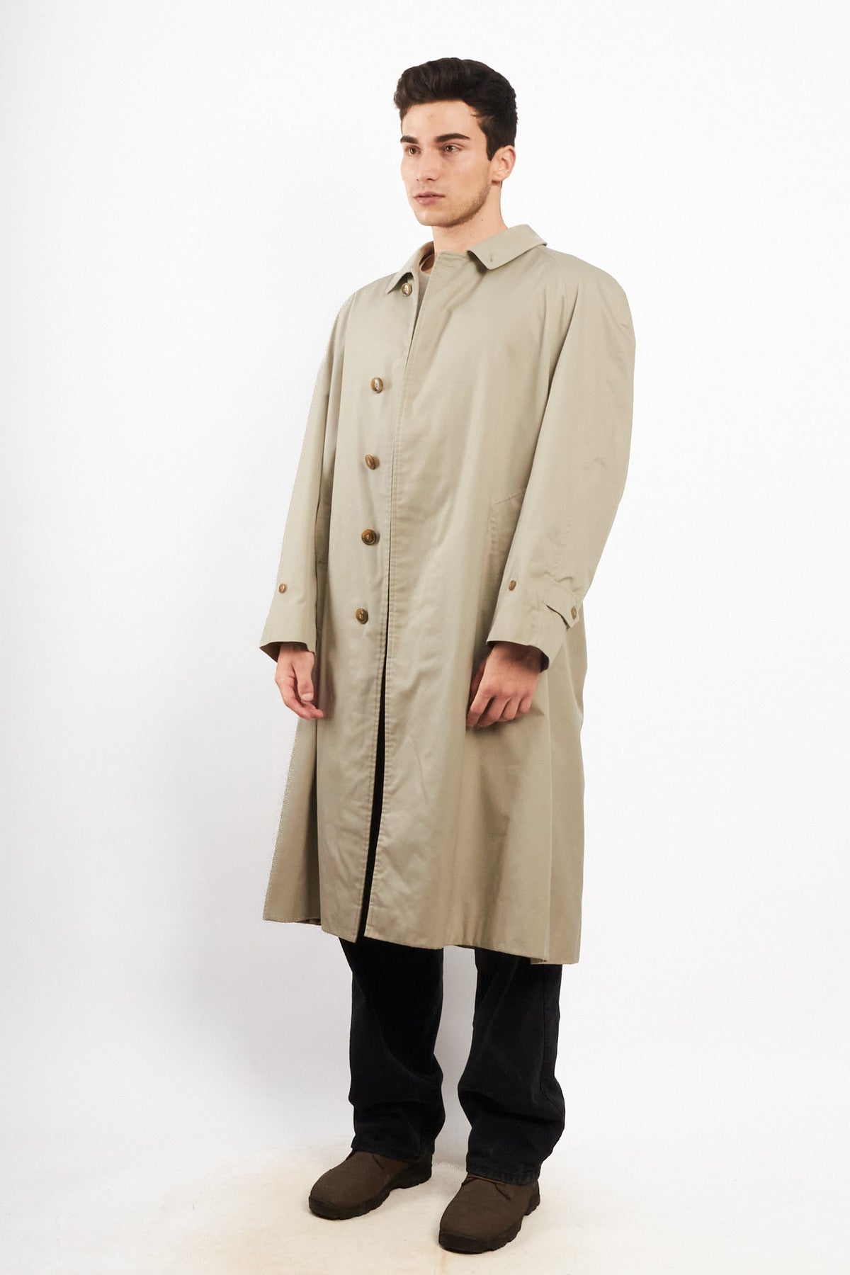 2000 Vintage Burberry's Beige Tartan Trench Coat (L/XL)