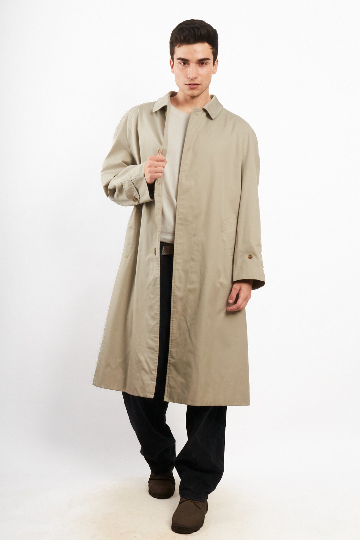 2000 Vintage Burberry's Beige Tartan Trench Coat (L/XL)