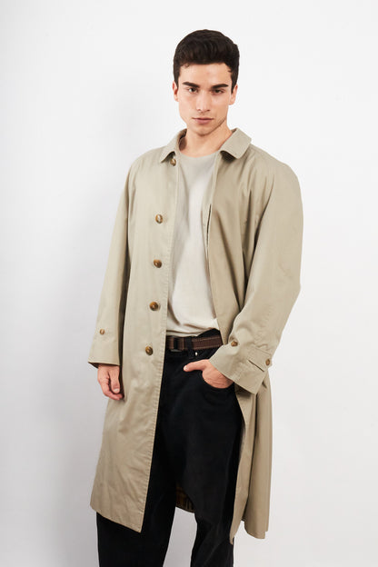 2000 Vintage Burberry's Beige Tartan Trench Coat (L/XL)