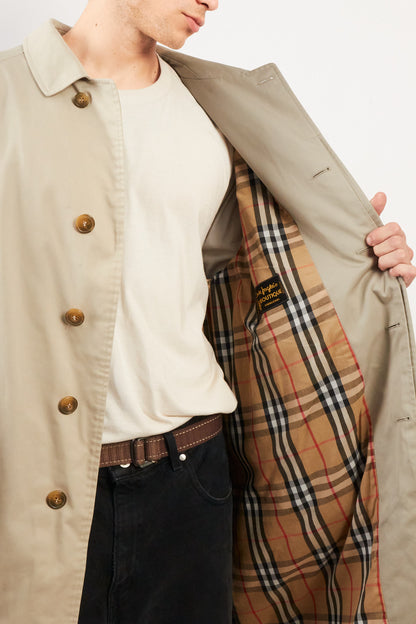 2000 Vintage Burberry's Beige Tartan Trench Coat (L/XL)