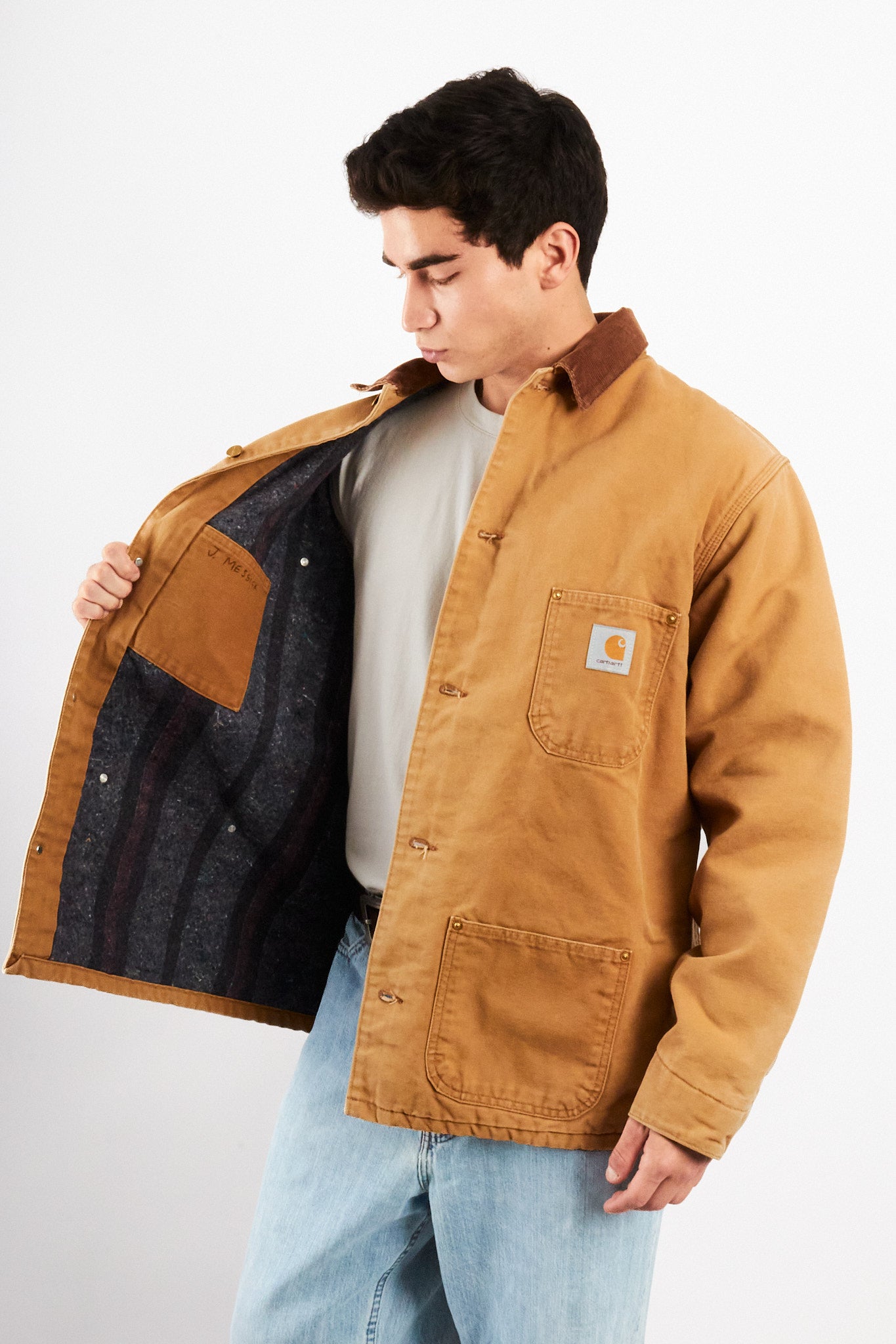 2000 Vintage Carhartt Hamilton Brown Michigan Chore Coat (L/XL)