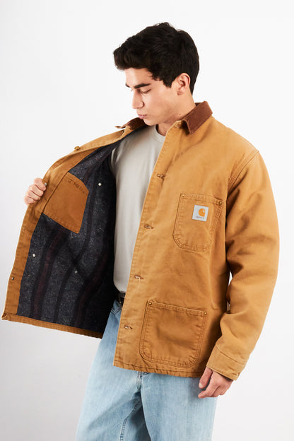 2000 Vintage Carhartt Hamilton Brown Michigan Chore Coat (L/XL)