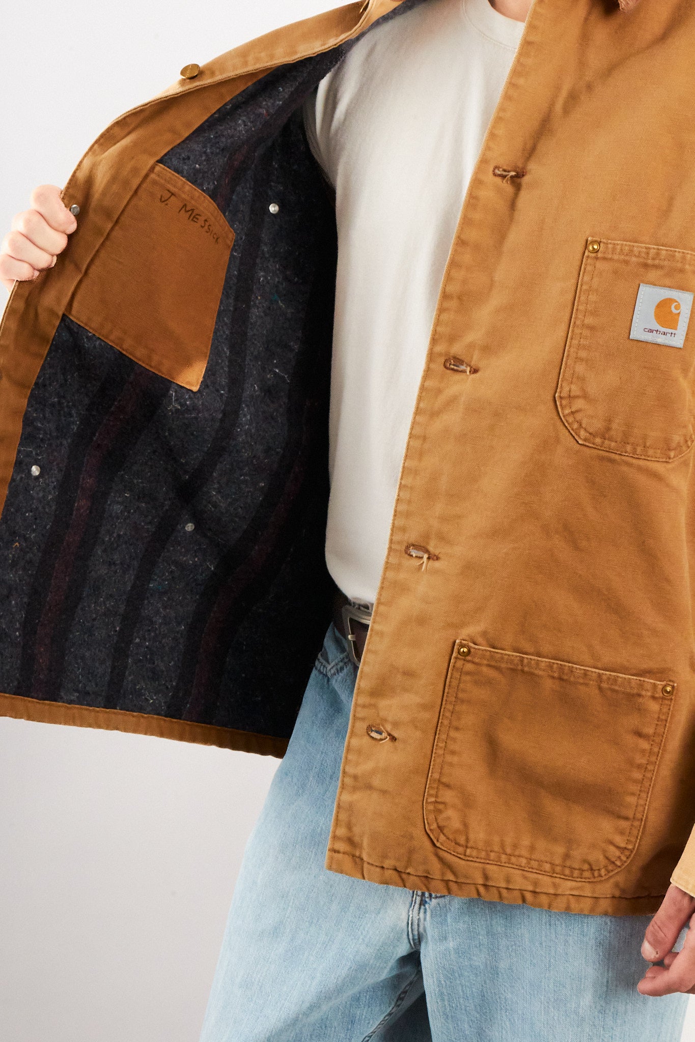 2000 Vintage Carhartt Hamilton Brown Michigan Chore Coat (L/XL)