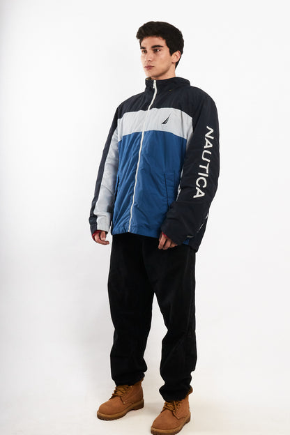 2010 Nautica Colorblock Retro Impermeable Spellout Jacket (L/XL)