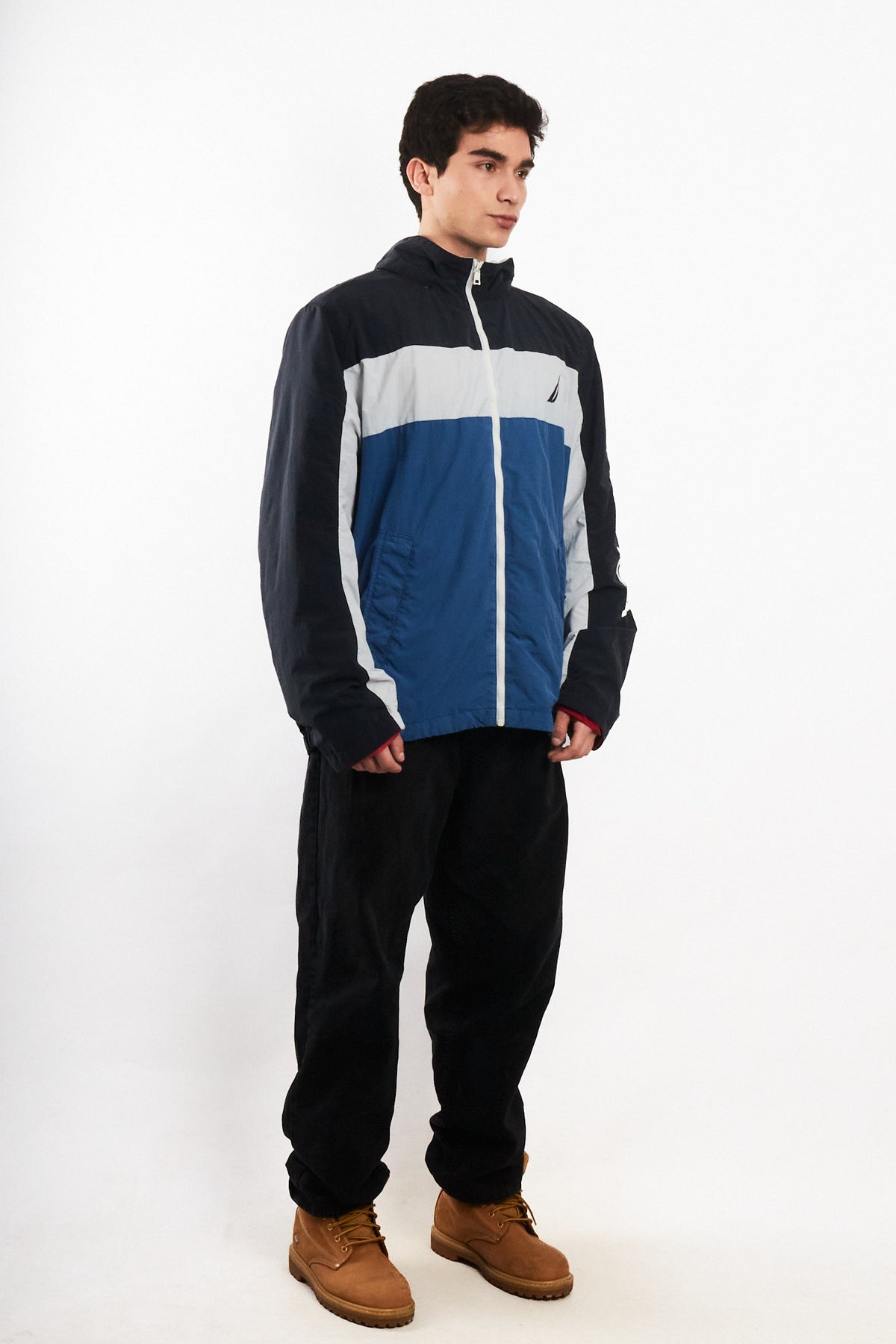 2010 Nautica Colorblock Retro Impermeable Spellout Jacket (L/XL)