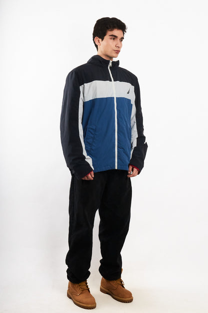 2010 Nautica Colorblock Retro Impermeable Spellout Jacket (L/XL)