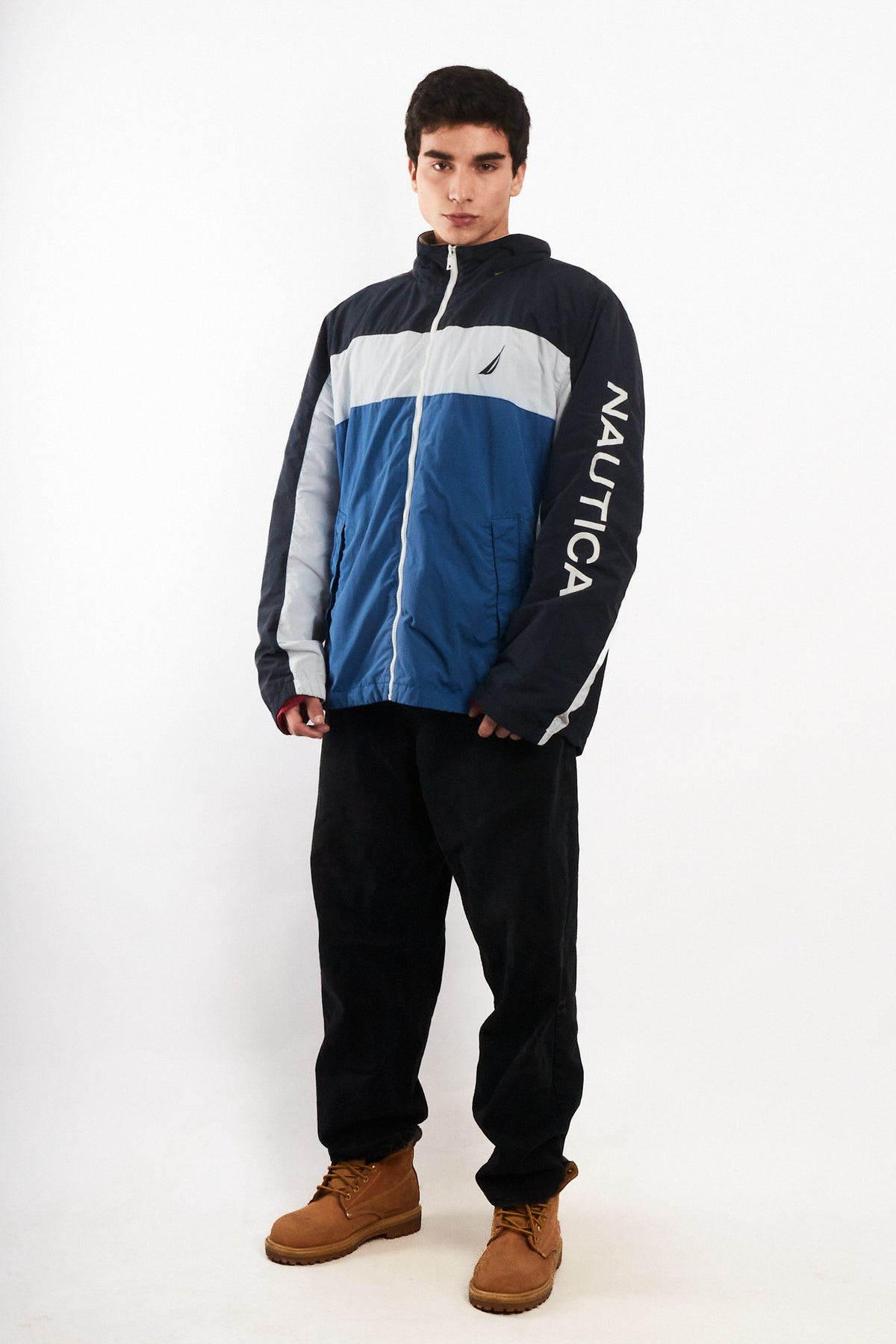 2010 Nautica Colorblock Retro Impermeable Spellout Jacket (L/XL)