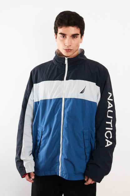 2010 Nautica Colorblock Retro Impermeable Spellout Jacket (L/XL)