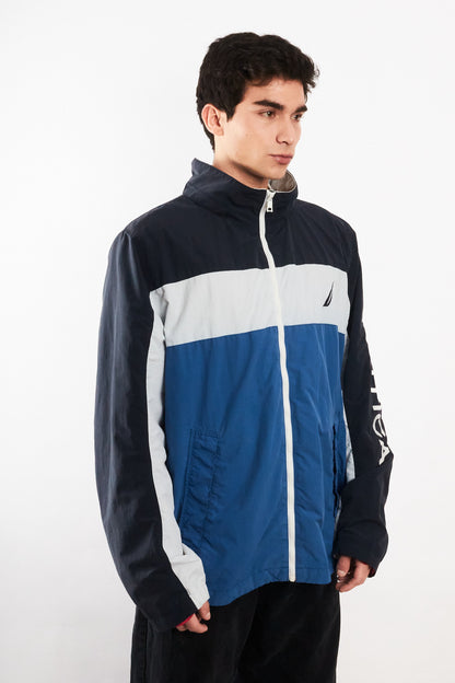 2010 Nautica Colorblock Retro Impermeable Spellout Jacket (L/XL)