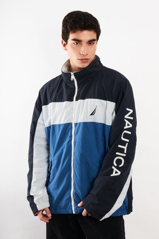 2010 Nautica Colorblock Retro Impermeable Spellout Jacket (L/XL)