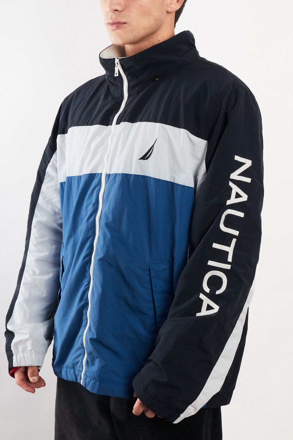 2010 Nautica Colorblock Retro Impermeable Spellout Jacket (L/XL)