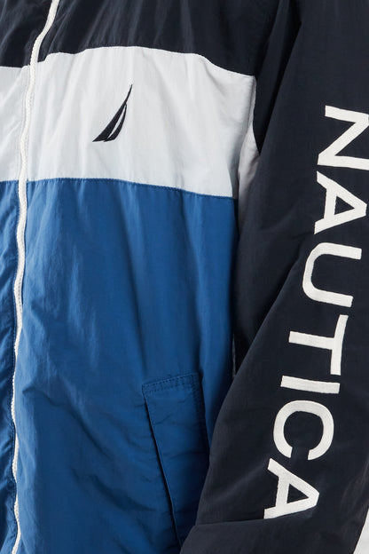 2010 Nautica Colorblock Retro Impermeable Spellout Jacket (L/XL)
