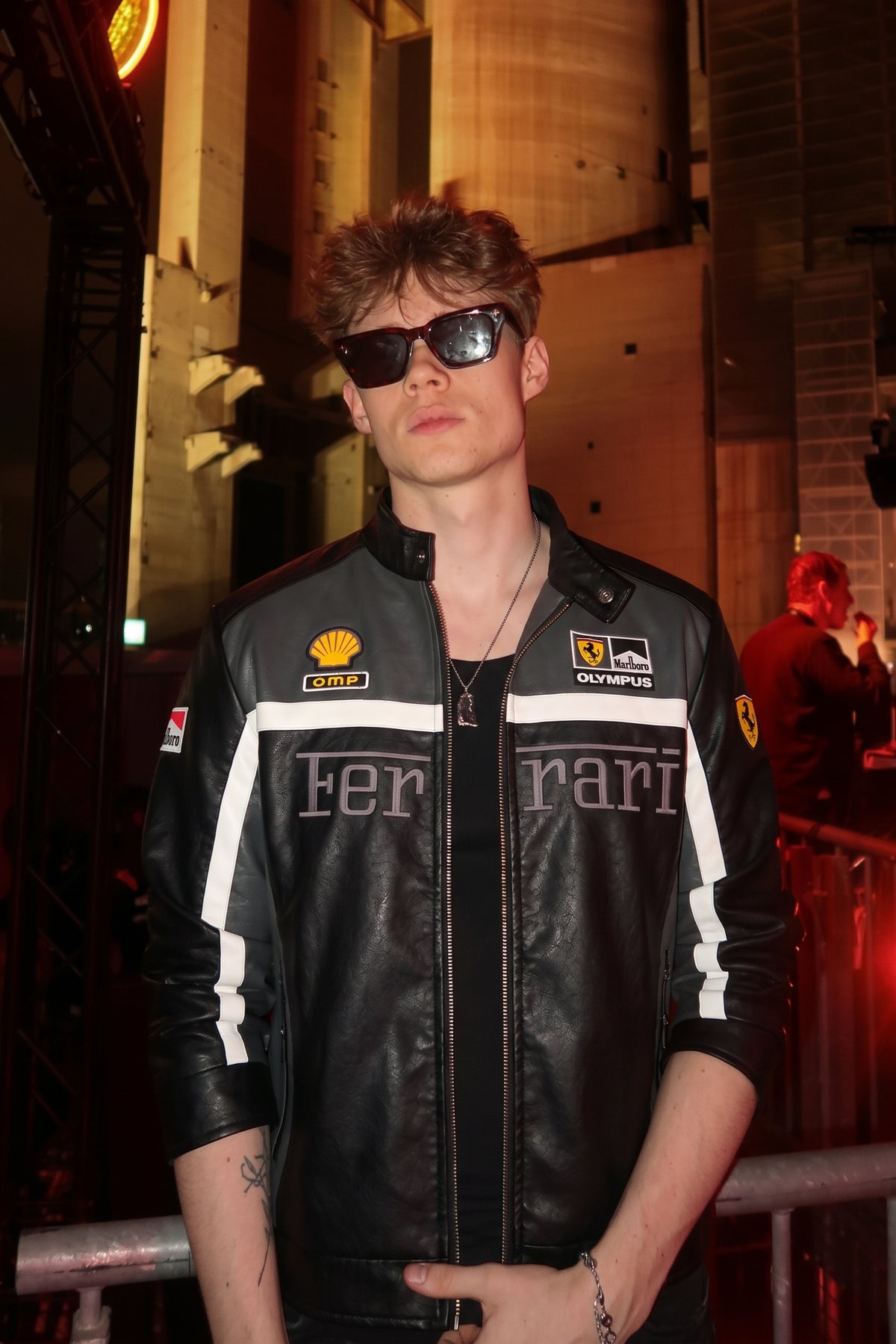 F1 Scuderia Ferrari Schumacher Grey and Black Edition Vegan Leather Racing Jacket