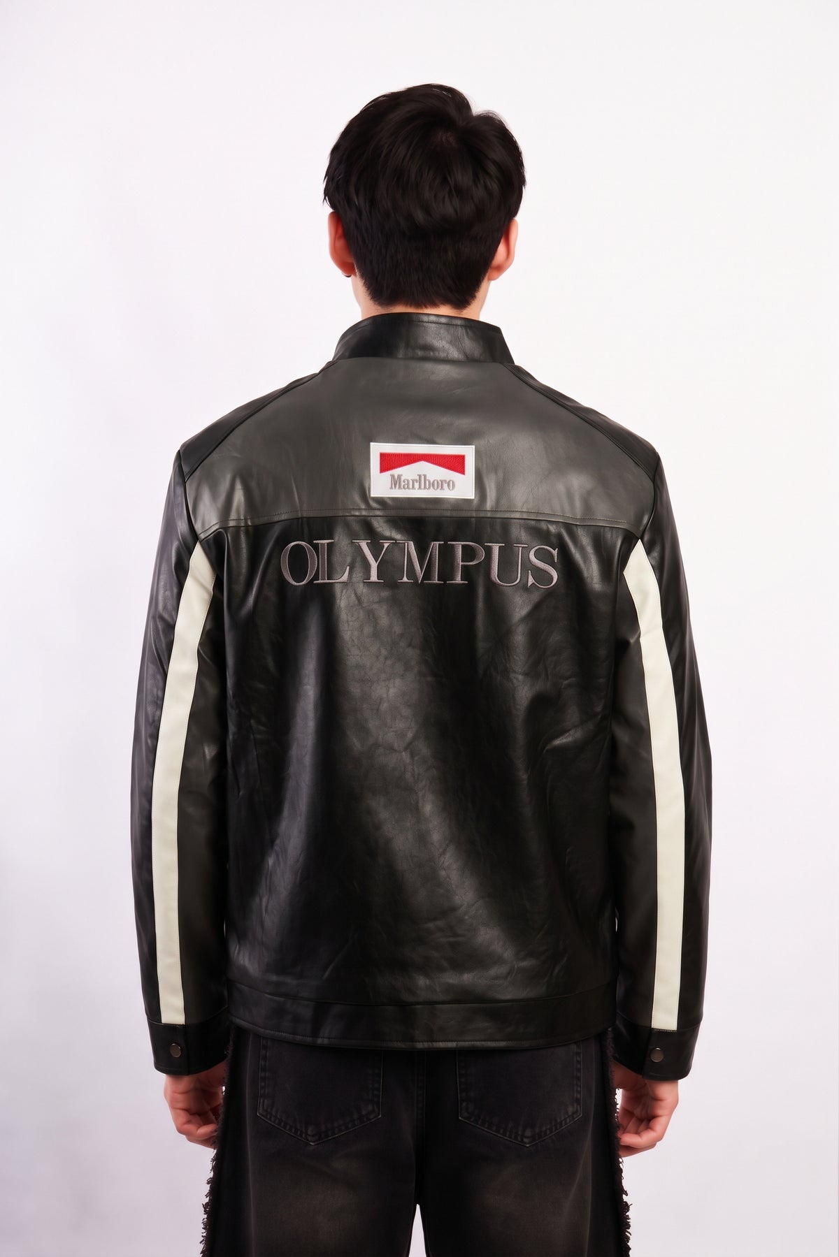 F1 Scuderia Ferrari Schumacher Grey and Black Edition Vegan Leather Racing Jacket