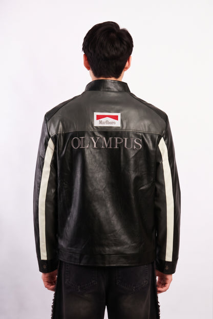 F1 Scuderia Ferrari Schumacher Grey and Black Edition Vegan Leather Racing Jacket