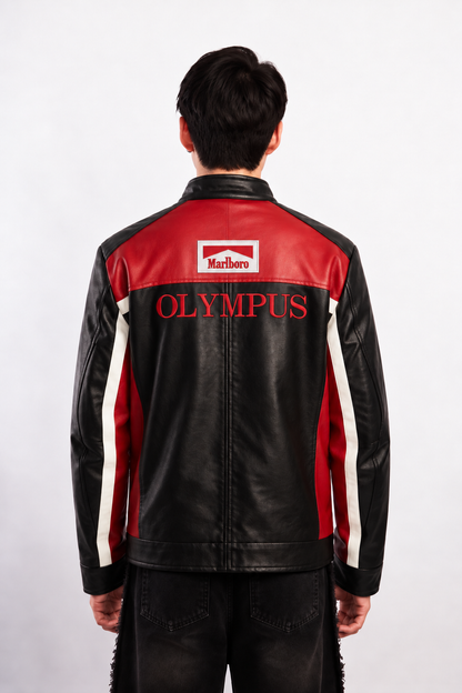 F1 Scuderia Ferrari Schumacher Rosso and Black Edition Vegan Leather Racing Jacket