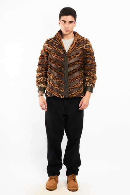 Vintage Leather Leopard Natural Fur Jacket (M/L)