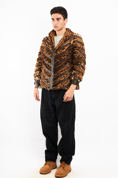 Vintage Leather Leopard Natural Fur Jacket (M/L)