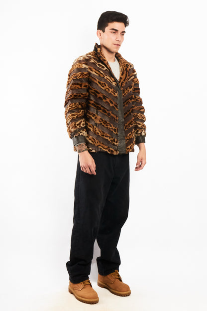 Vintage Leather Leopard Natural Fur Jacket (M/L)