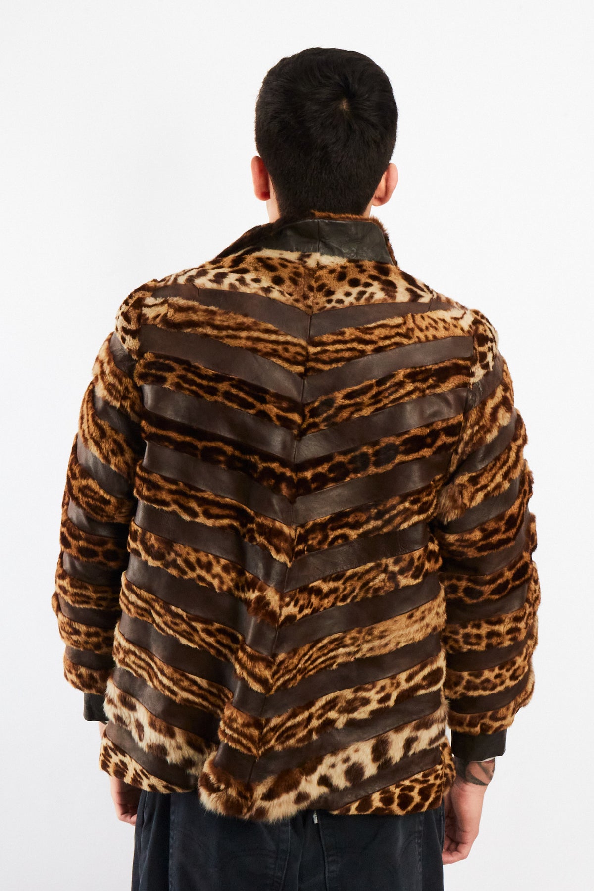 Vintage Leather Leopard Natural Fur Jacket (M/L)