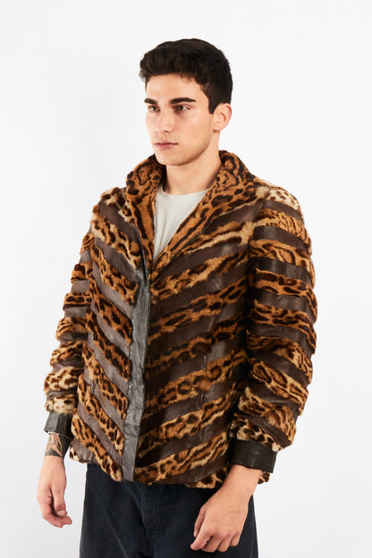 Vintage Leather Leopard Natural Fur Jacket (M/L)